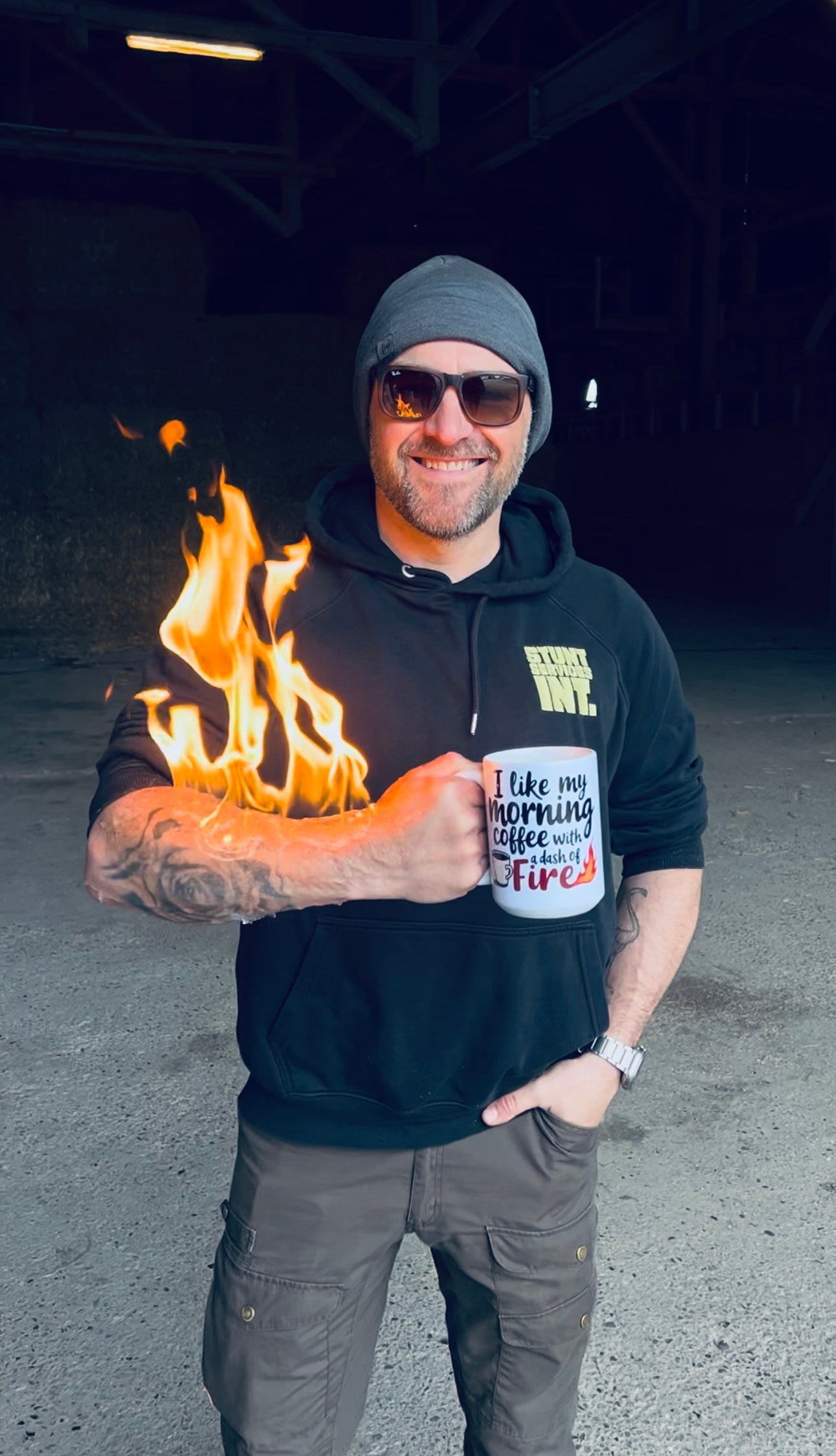 Morning coffee on fire / White glossy mug