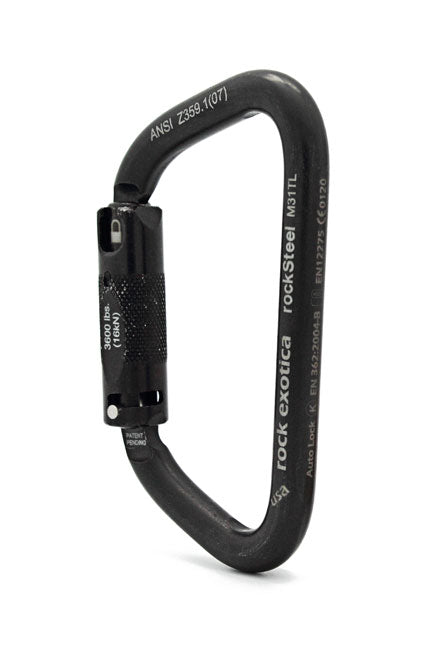 Rock Exotica rockSteel Auto-Lock Carabiner Black - M31-TLN