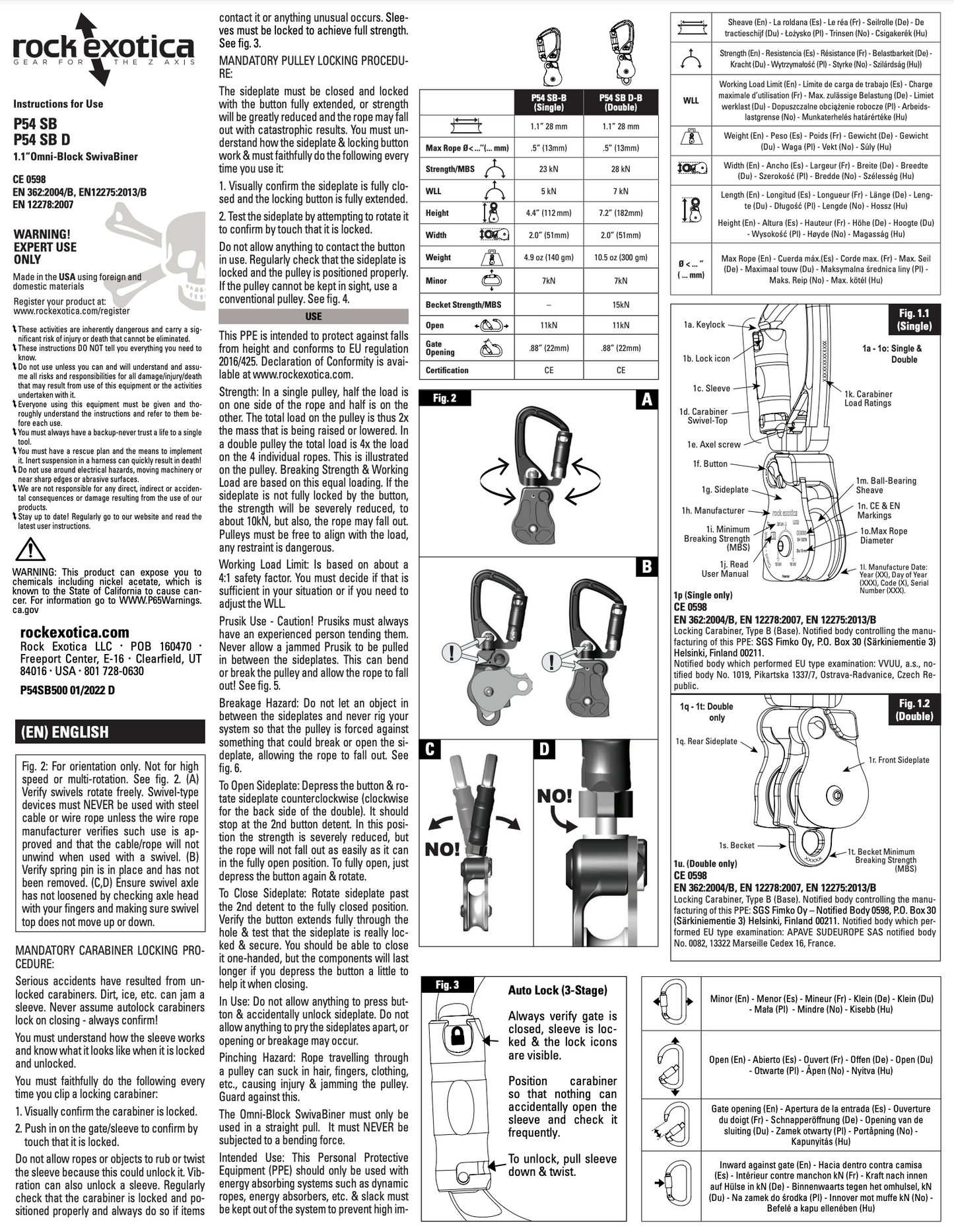 Rock Exotica Omni SwivaBiner 1.1" Single - P54SB-B
