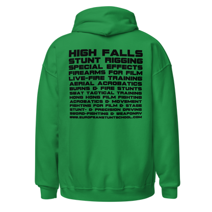 Unisex Hoodie - round logo front / wording on the back